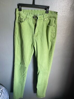 Lime Green High-Waist Skinny Jeans